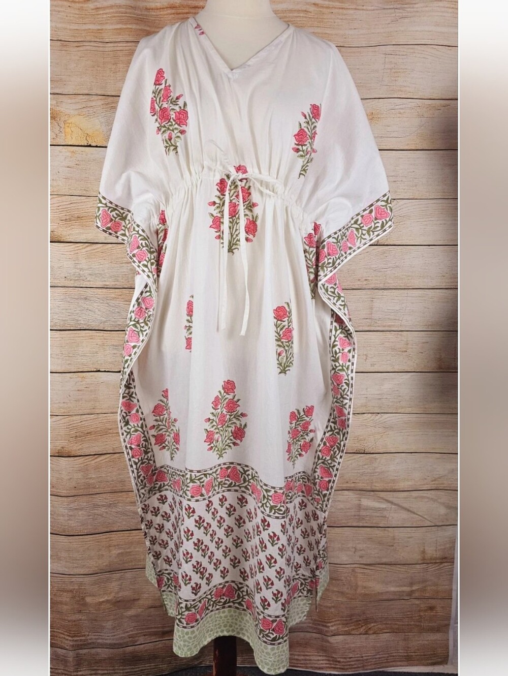 Holicow Floral Print Cotton Kaftan Dress